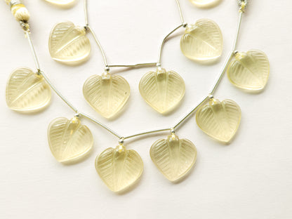 Lemon Quartz Leaf Carving Beads