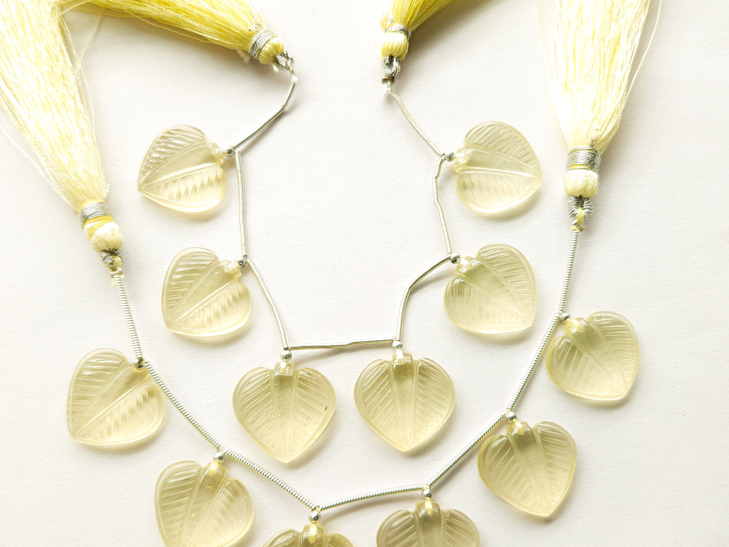 Lemon Quartz Leaf Carving Beads