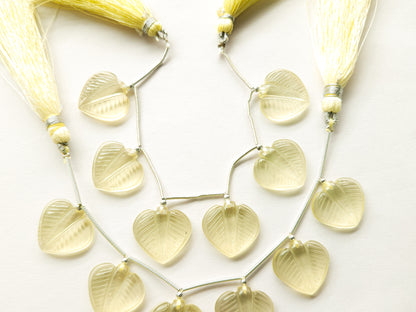 Lemon Quartz Leaf Carving Beads