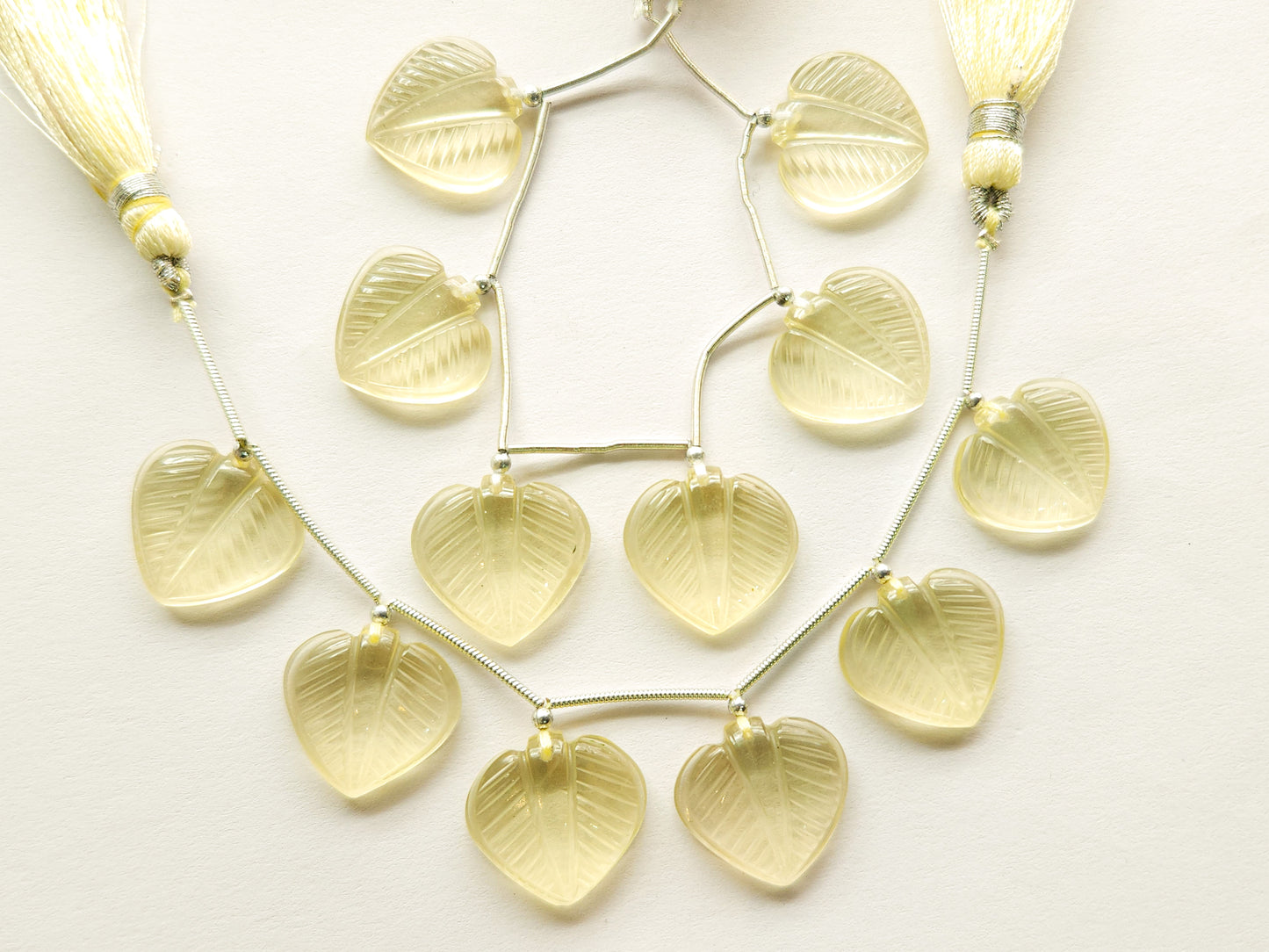 Lemon Quartz Leaf Carving Beads