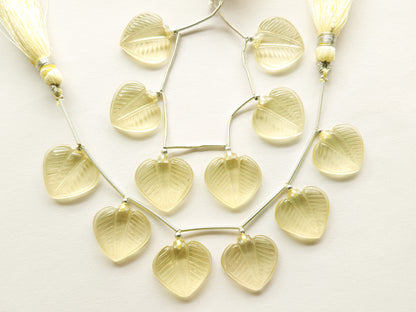 Lemon Quartz Leaf Carving Beads