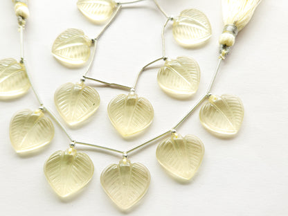 Lemon Quartz Leaf Carving Beads
