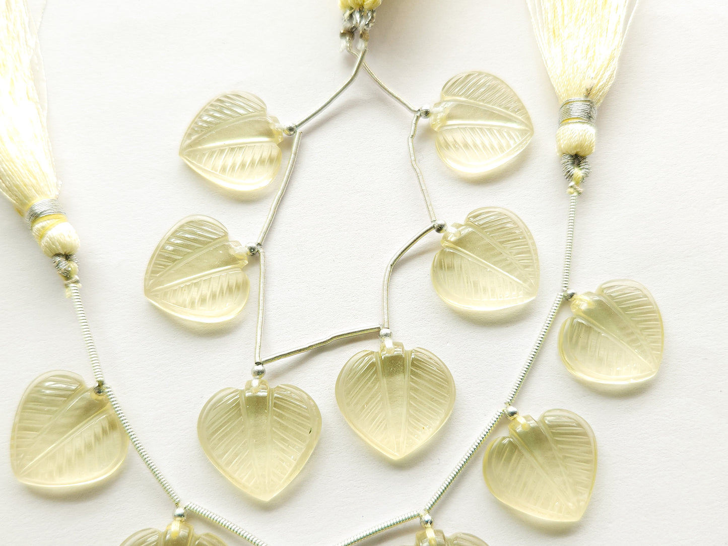 Lemon Quartz Leaf Carving Beads