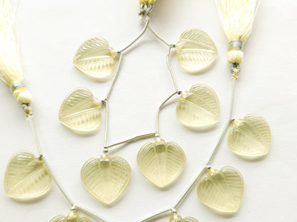 Lemon Quartz Leaf Carving Beads