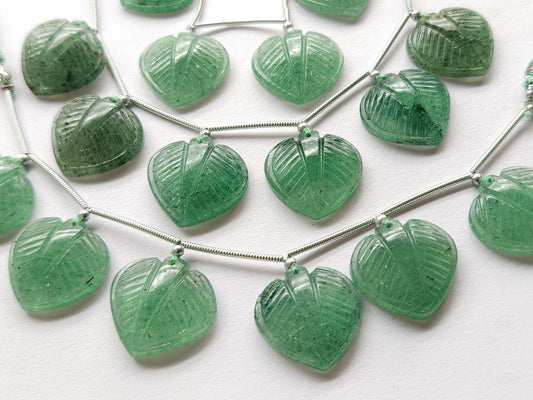 Green Aventurine Leaf Carving Beads