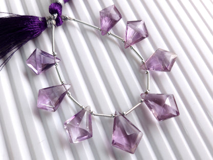 Natural Pink Amethyst Fancy Diamond shape Cut stone Beads