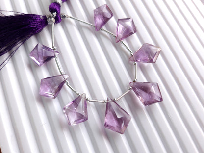Natural Pink Amethyst Fancy Diamond shape Cut stone Beads