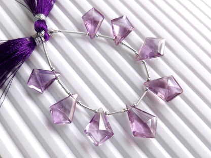 Natural Pink Amethyst Fancy Diamond shape Cut stone Beads