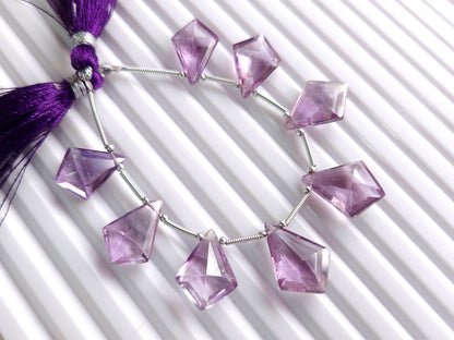 Natural Pink Amethyst Fancy Diamond shape Cut stone Beads
