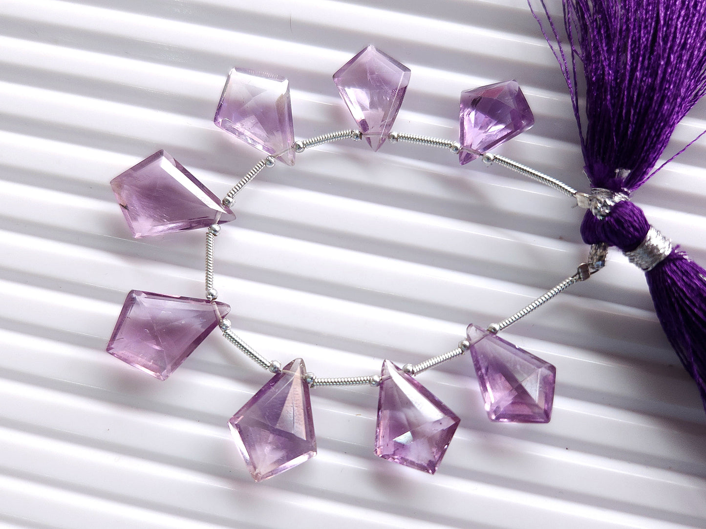 Natural Pink Amethyst Fancy Diamond shape Cut stone Beads