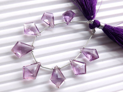 Natural Pink Amethyst Fancy Diamond shape Cut stone Beads