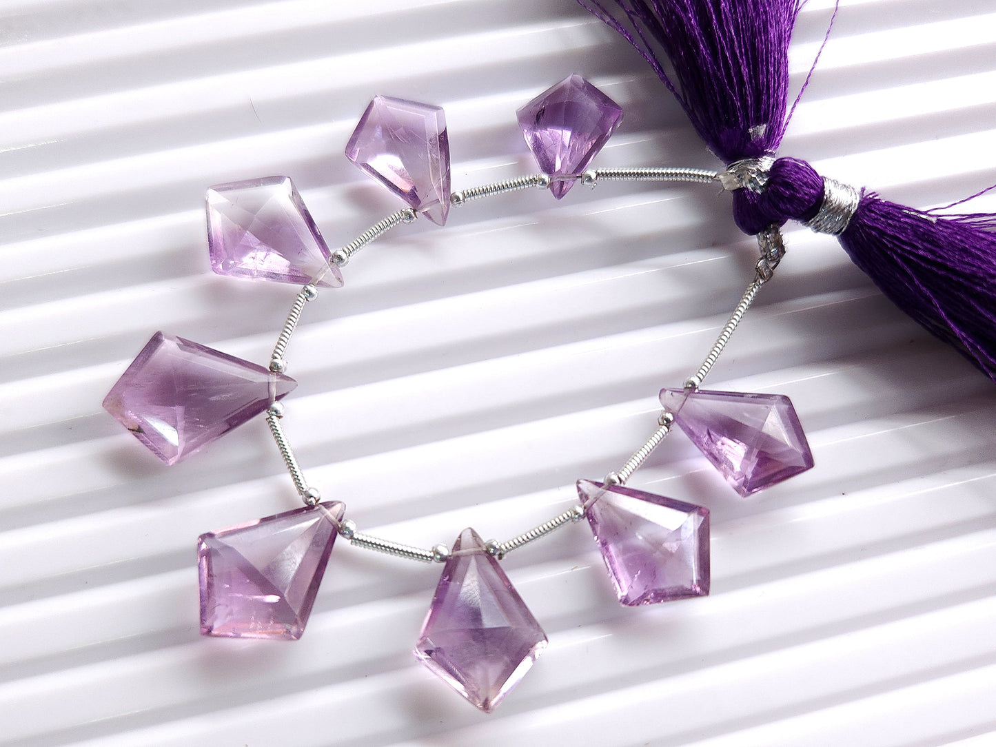 Natural Pink Amethyst Fancy Diamond shape Cut stone Beads