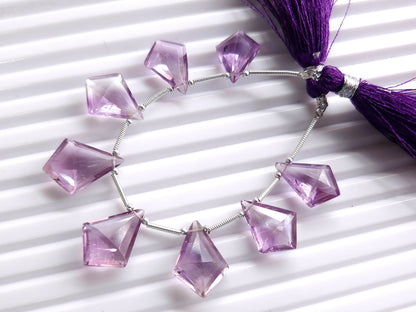 Natural Pink Amethyst Fancy Diamond shape Cut stone Beads