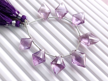 Natural Pink Amethyst Fancy Diamond shape Cut stone beads