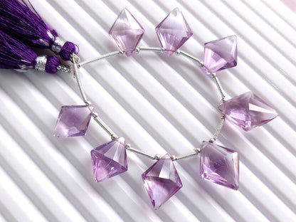 Natural Pink Amethyst Fancy Diamond shape Cut stone beads