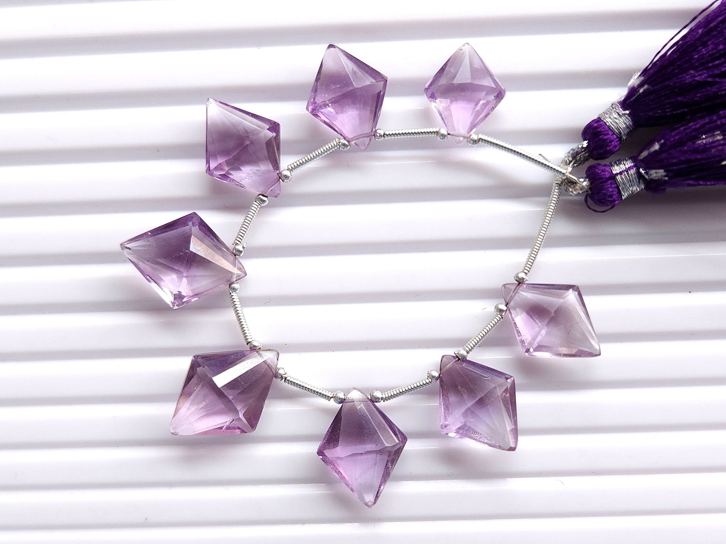 Natural Pink Amethyst Fancy Diamond shape Cut stone beads