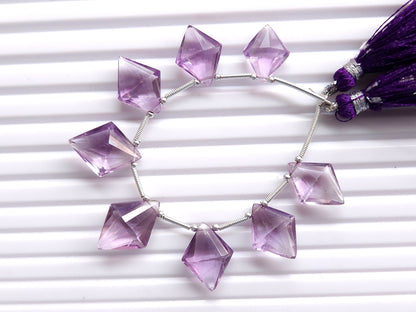 Natural Pink Amethyst Fancy Diamond shape Cut stone beads