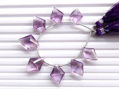 Natural Pink Amethyst Fancy Diamond shape Cut stone beads