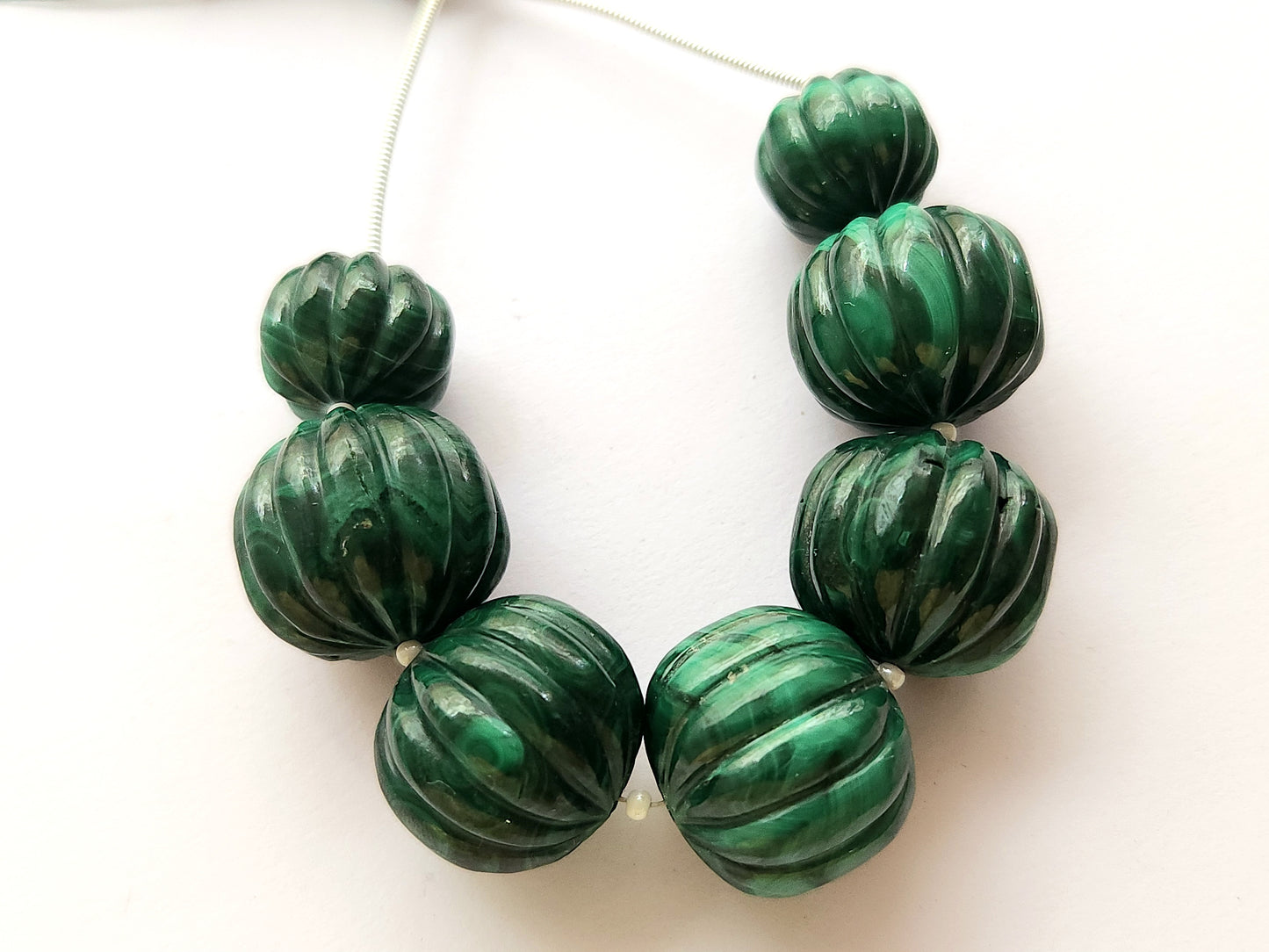 Big size! Natural Malachite Carved Melons
