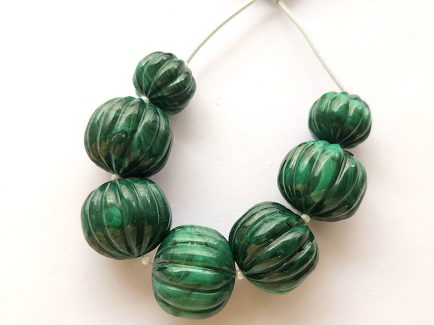 Big size! Natural Malachite Carved Melons