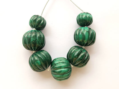 Big size! Natural Malachite Carved Melons