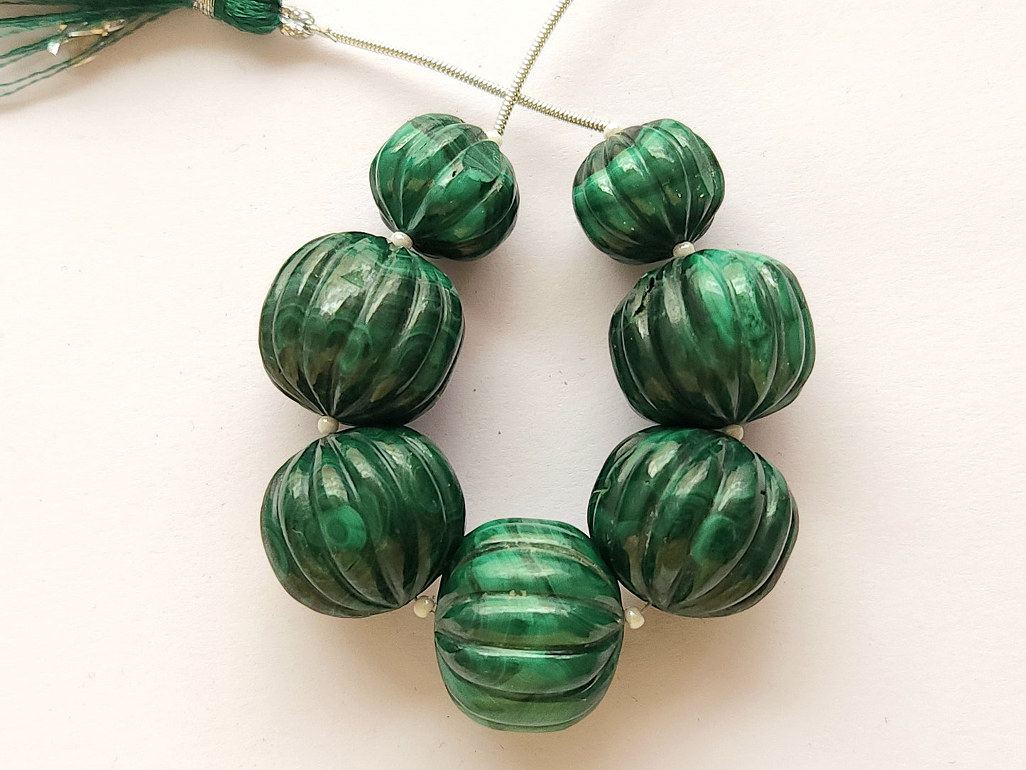 Big size! Natural Malachite Carved Melons