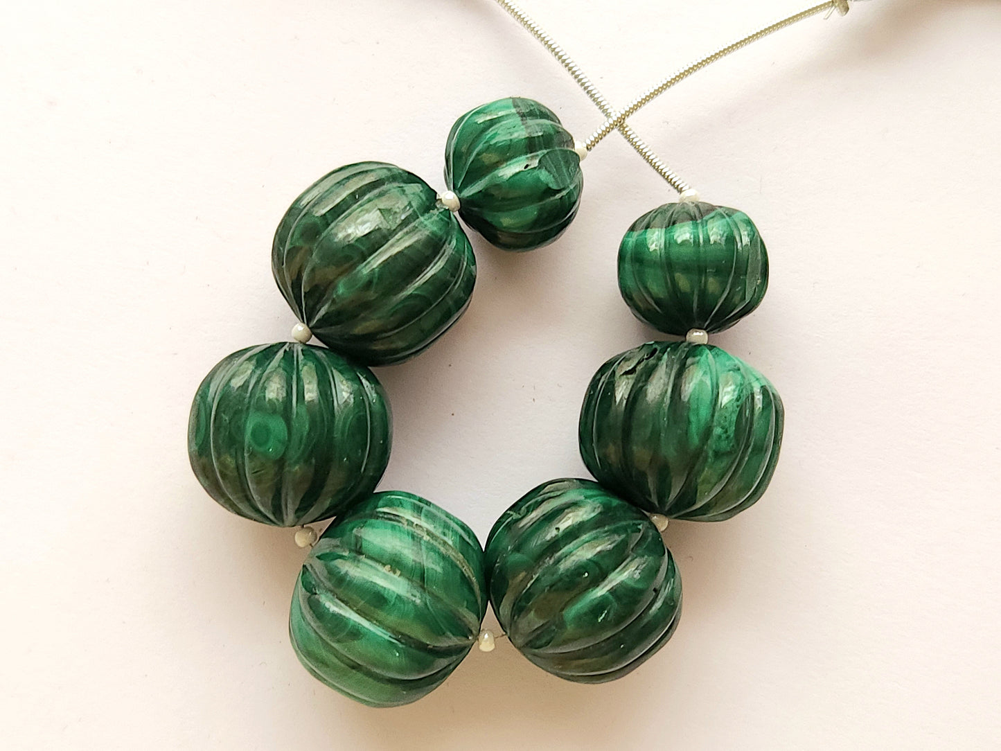 Big size! Natural Malachite Carved Melons