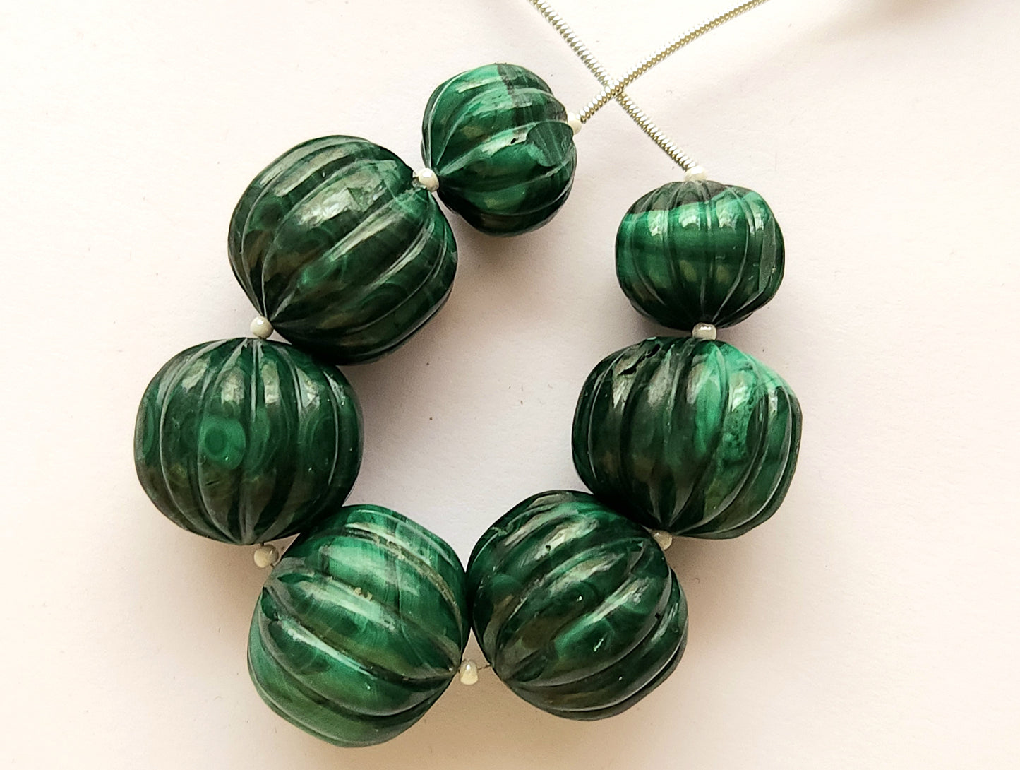 Big size! Natural Malachite Carved Melons