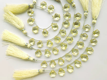 Natural Lemon Quartz Pentagon Shape Faceted Beads