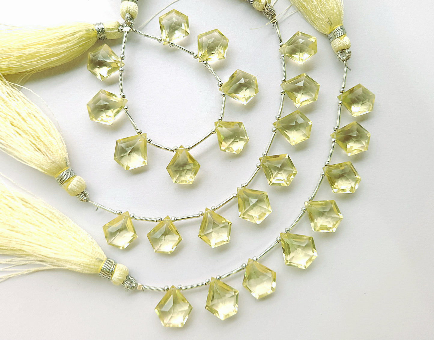 Natural Lemon Quartz Pentagon Shape Faceted Beads