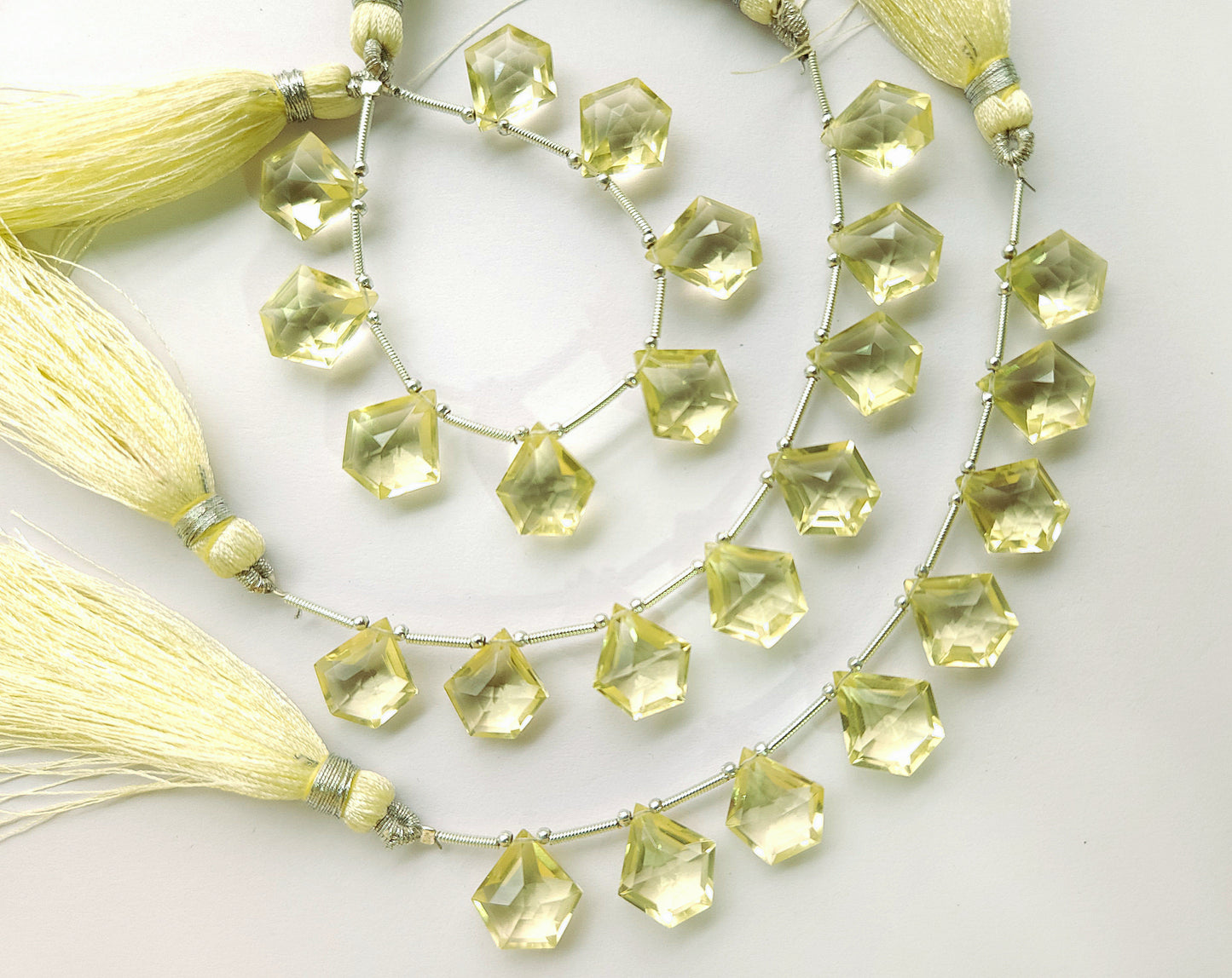 Natural Lemon Quartz Pentagon Shape Faceted Beads