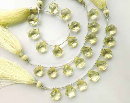Natural Lemon Quartz Pentagon Shape Faceted Beads