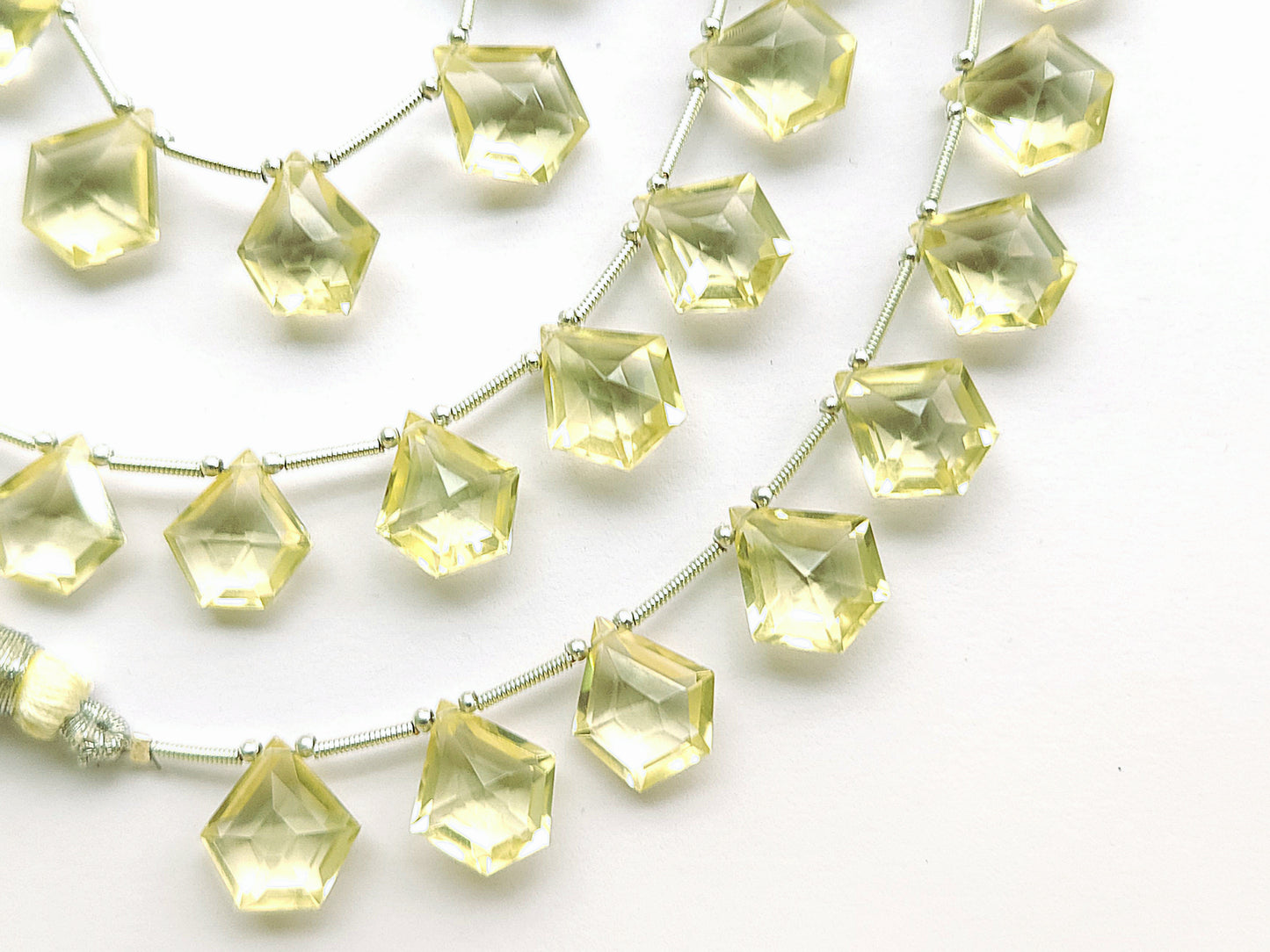Natural Lemon Quartz Pentagon Shape Faceted Beads