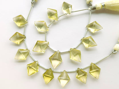 Natural Lemon Quartz Fancy Diamond Shape Cut Stone Beads\