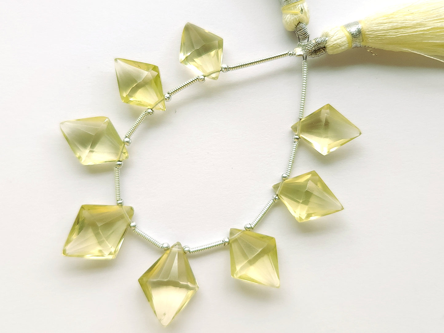 Natural Lemon Quartz Fancy Diamond Shape Cut Stone Beads\