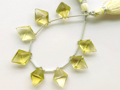 Natural Lemon Quartz Fancy Diamond Shape Cut Stone Beads\