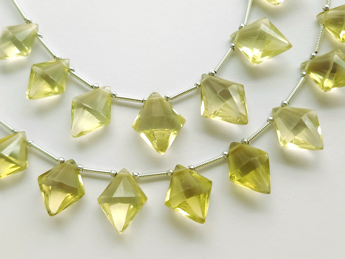 Natural Lemon Quartz Fancy Diamond Shape Cut Stone Beads\