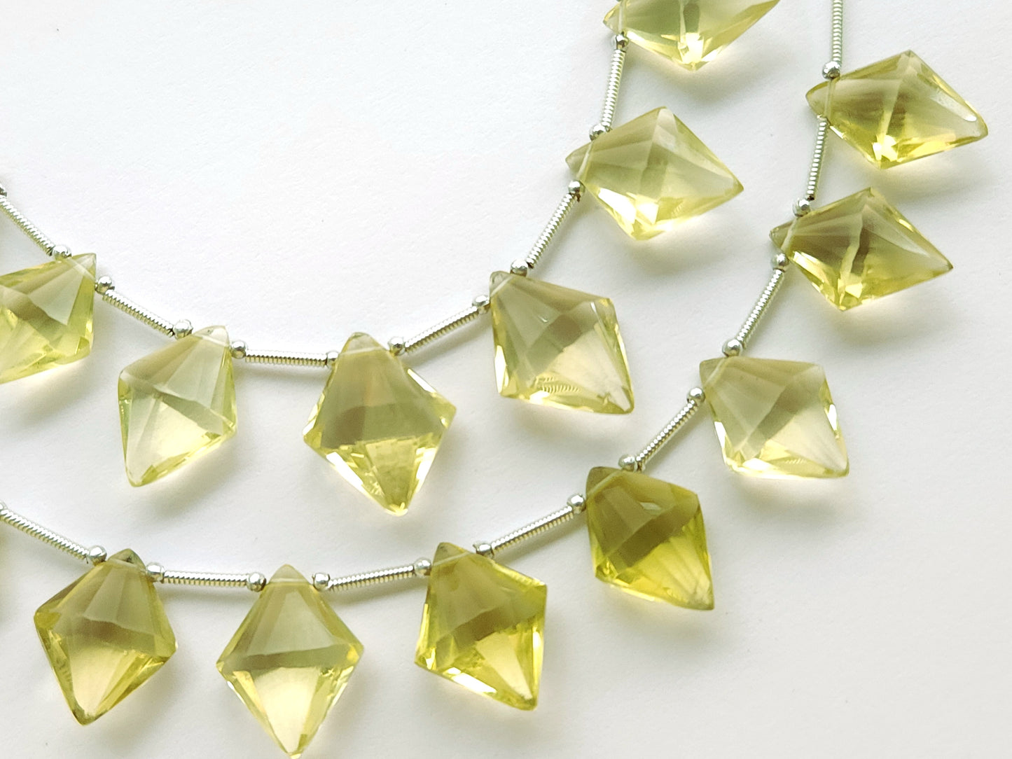 Natural Lemon Quartz Fancy Diamond Shape Cut Stone Beads\
