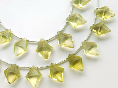 Natural Lemon Quartz Fancy Diamond Shape Cut Stone Beads\