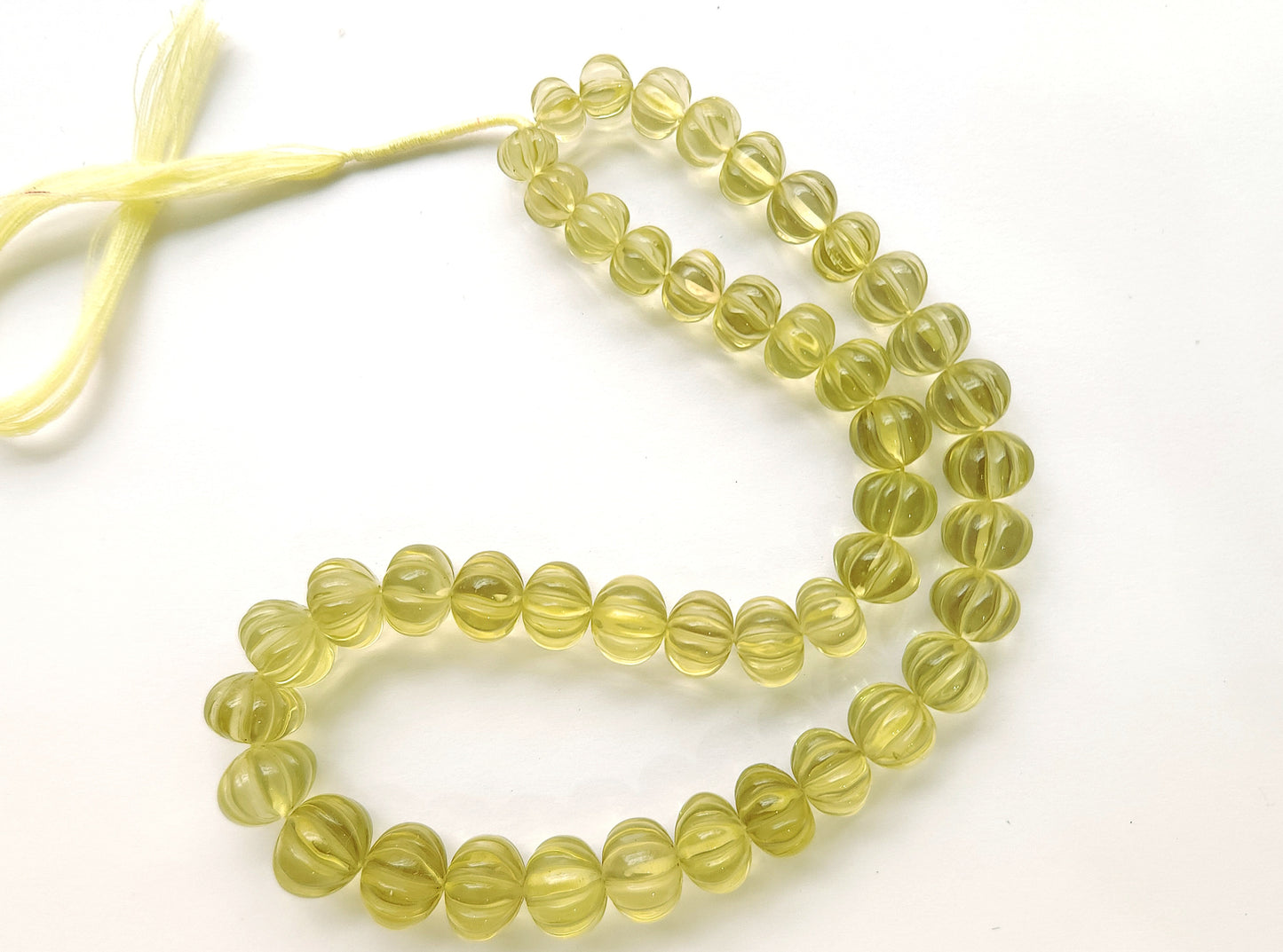 AAA Natural Lemon Quartz Deep Carved Melons Shape Beads