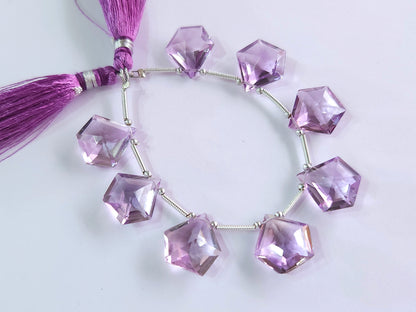Natural Pink Amethyst Pentagon Shape Faceted Beads