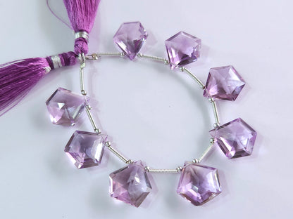 Natural Pink Amethyst Pentagon Shape Faceted Beads