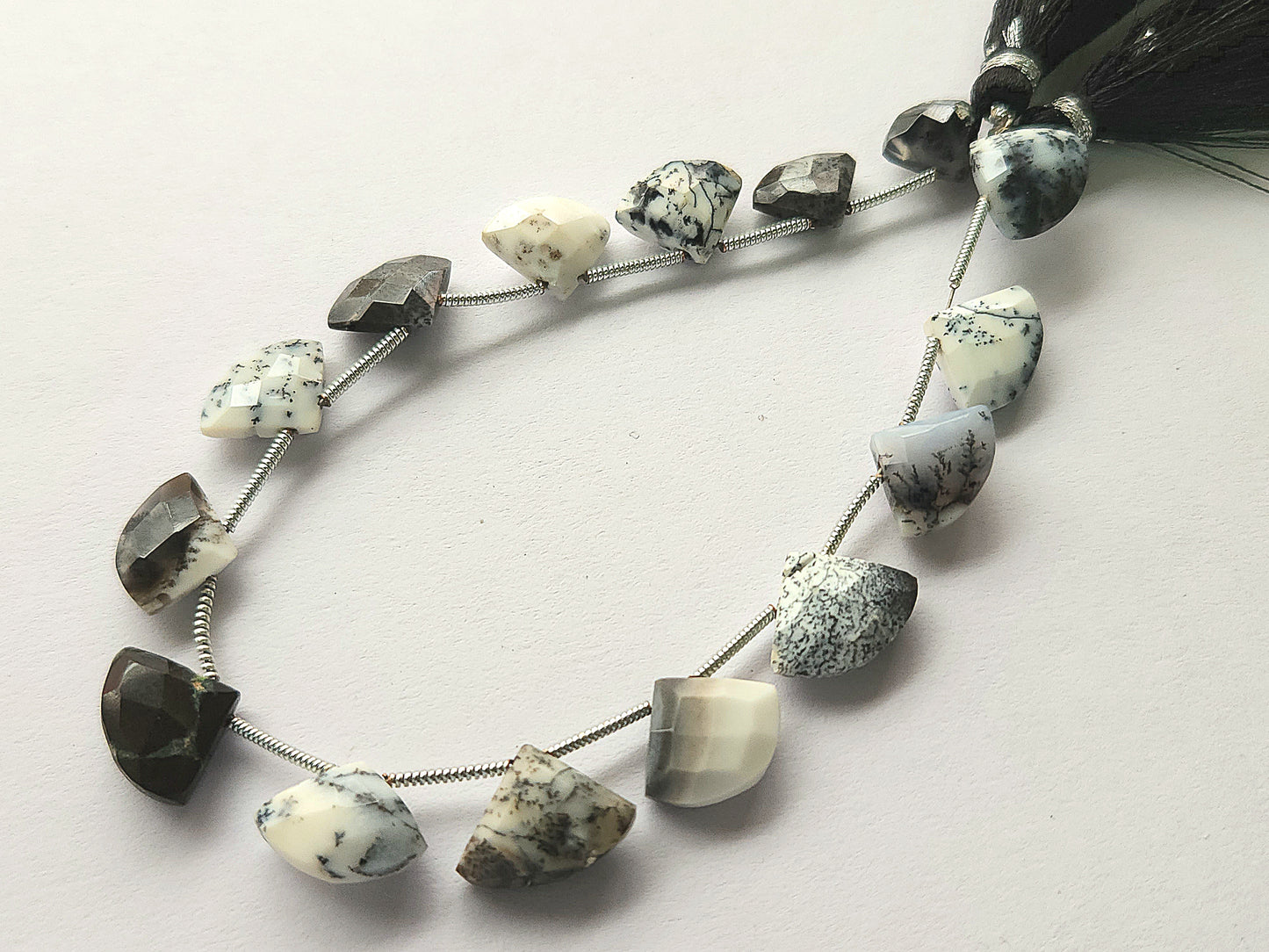 Dendritic Opal Fan Shape Faceted Beads