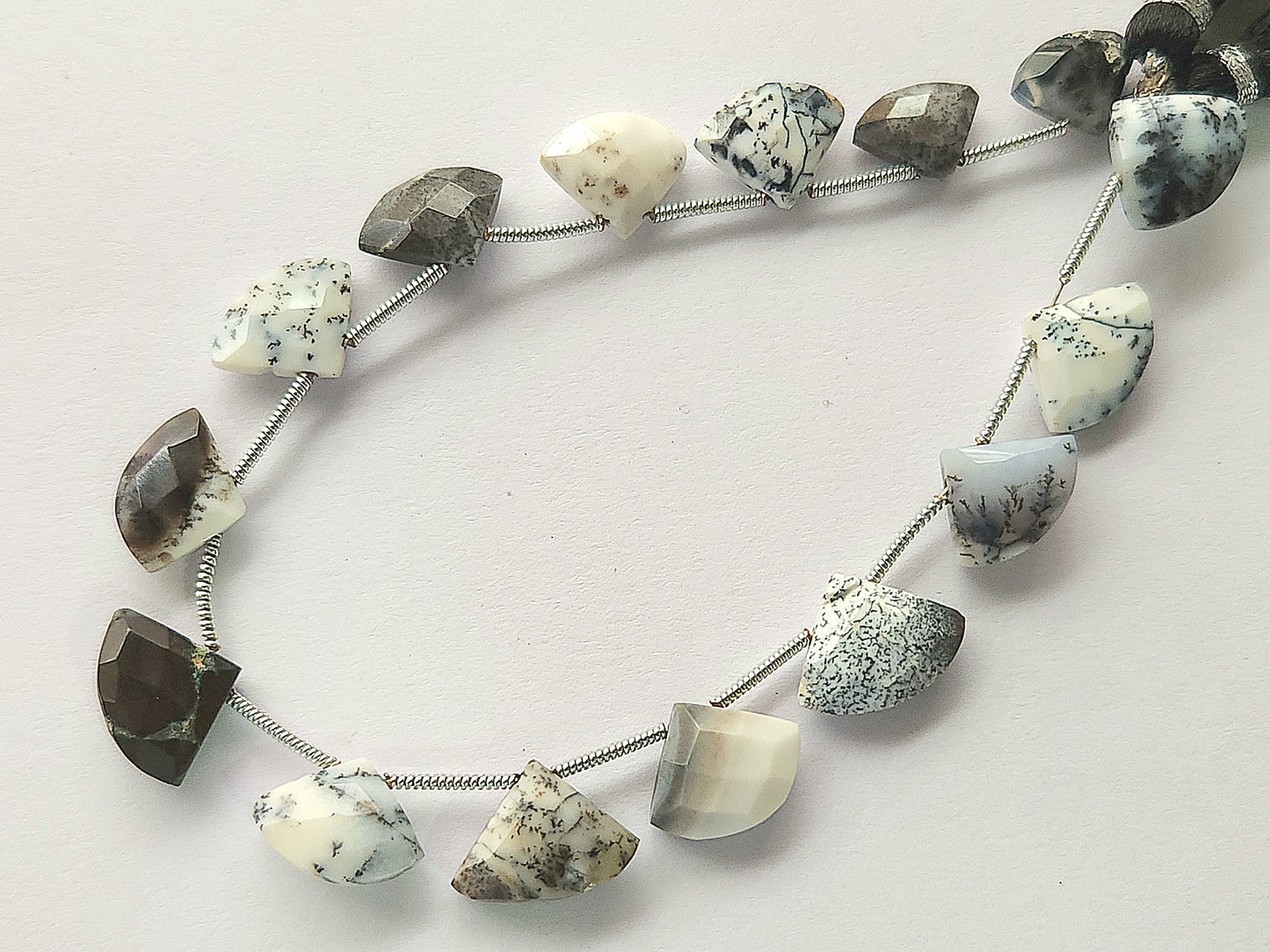 Dendritic Opal Fan Shape Faceted Beads