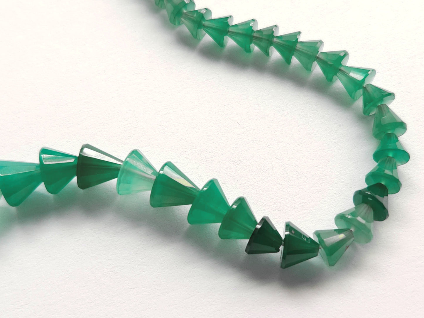 Natural Green Onyx Cone Shape Faceted Beads