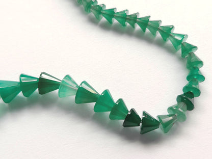 Natural Green Onyx Cone Shape Faceted Beads