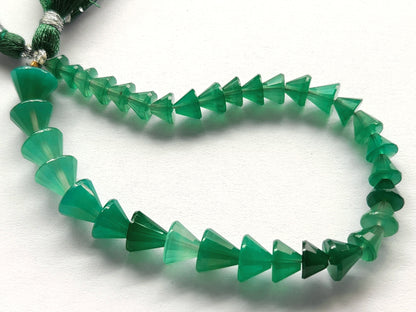 Natural Green Onyx Cone Shape Faceted Beads