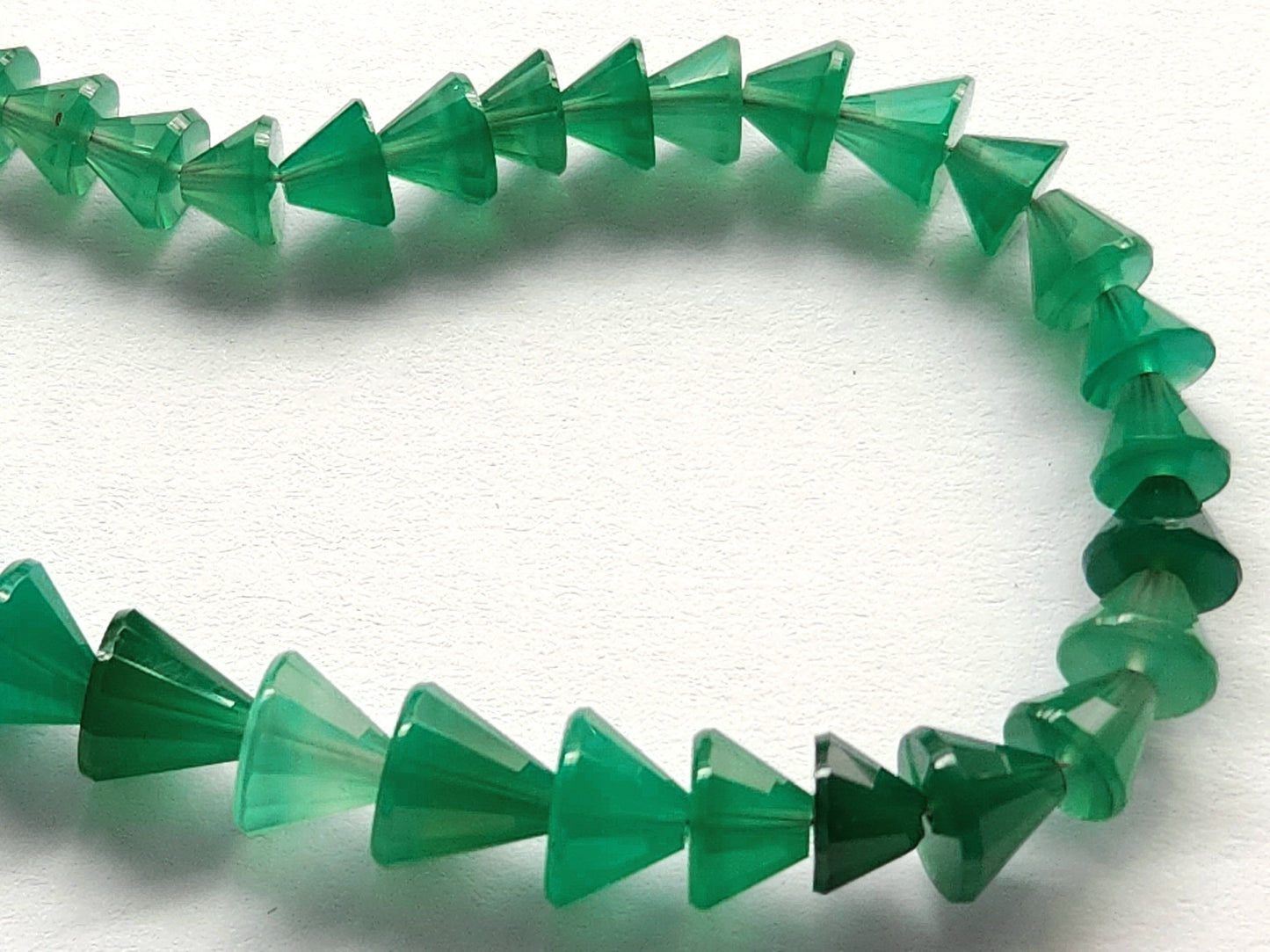 Natural Green Onyx Cone Shape Faceted Beads