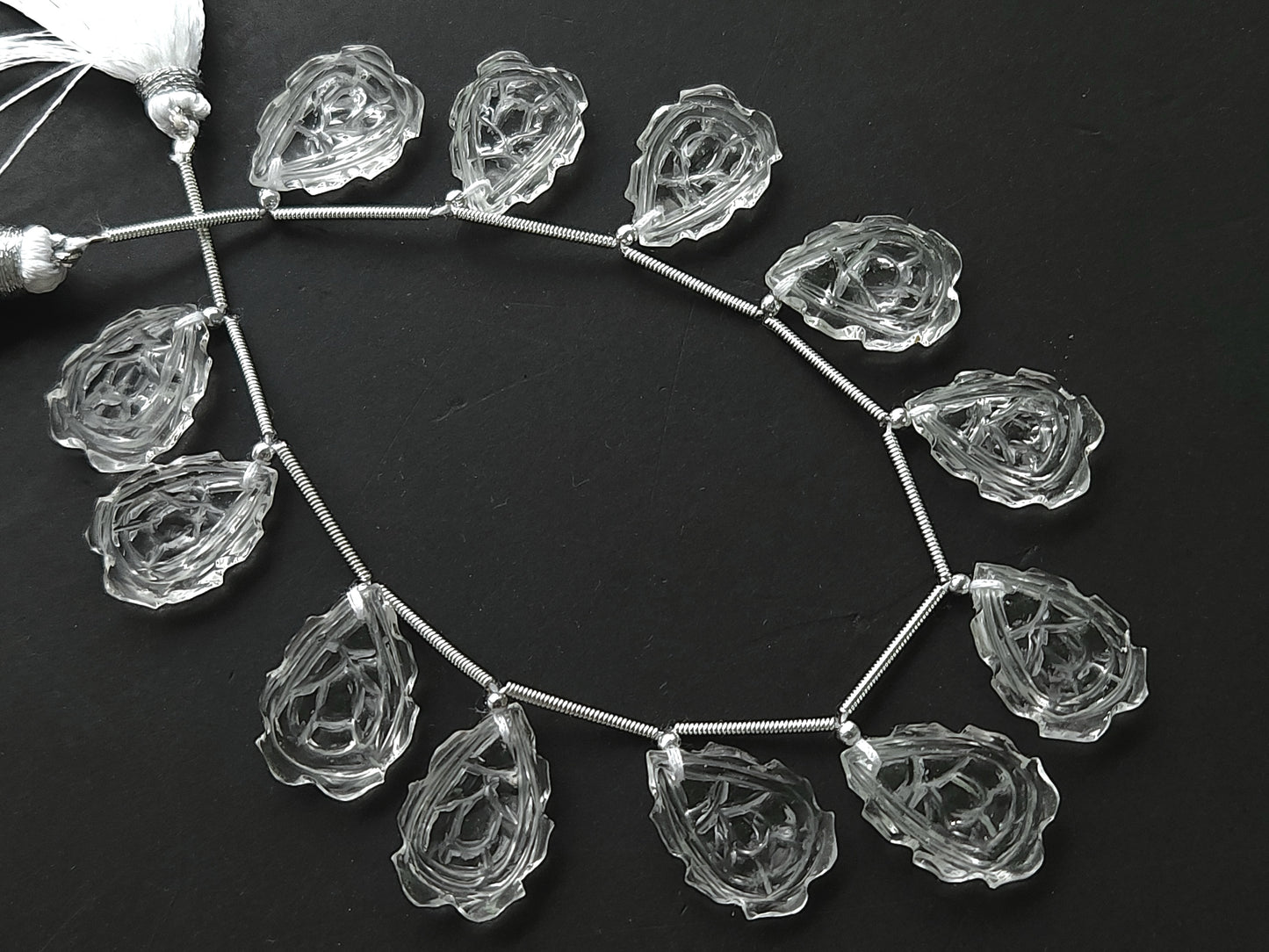 Natural Crystal Quartz Fancy Shape Carved Beads