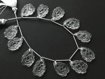 Natural Crystal Quartz Fancy Shape Carved Beads